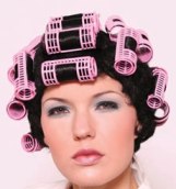 mom in curlers