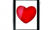 Abstract design mobile phone with heart love concept. vector ill