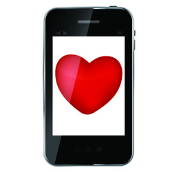 Abstract design mobile phone with heart love concept. vector ill
